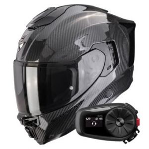 Casques int&eacute;graux Exo 1500 Carbon Air Solid Black + Kit Bluetooth 5S Solo