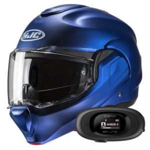 Casques modulables F100 Semi Flat Metallic Blue + Kit bluetooth 5R Lite