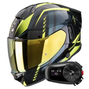 Casques int&eacute;graux Exo 530 Air Theras Black Neon Yellow + Kit Bluetooth 5S Solo