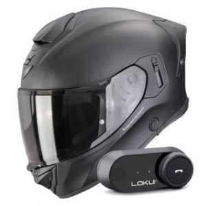 Casques int&eacute;graux Exo 530 i Air Solid Matt Black + Kit Bluetooth Lokui K30