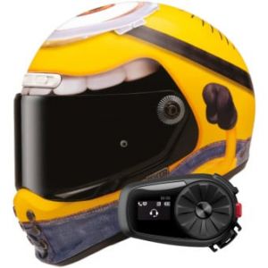 Casques intégraux V10 Stuart Minions MC3 + Kit Bluetooth 5S Solo