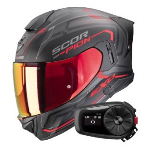 Casques int&eacute;graux Exo 530 Air Slope Matt Black Red + Kit Bluetooth 5S Solo