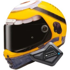 Casques intégraux V10 Stuart Minions MC3 + Kit Bluetooth BT Mini