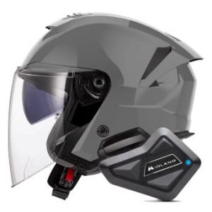 Casques Jet Verso II Solid Nardo Grey OF618 + Kit Bluetooth BT Mini