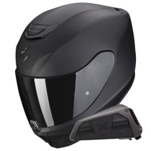 Casques intégraux Exo 391 Solid Matt Black + Kit bluetooth Exo-Com Link-1