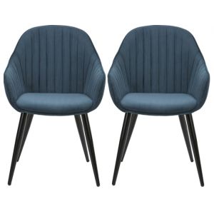 Lot de 2 F. Bari bleu figuerolles velours cotel&eacute;