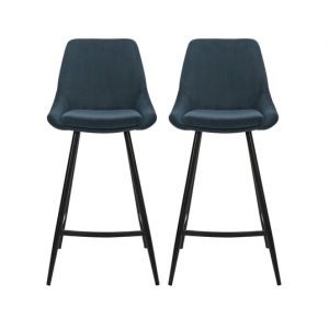 Lot de 2 T. Bari bleu fonce velours cotel&eacute; (plan)