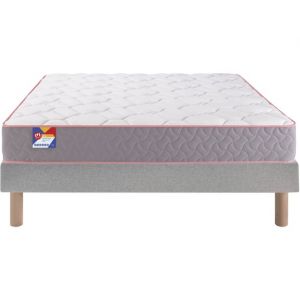 Au lit 160x200 + sommier gris clair + pieds