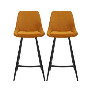 Lot de 2 T. Bari jaune curry velours cotel&eacute; (plan)