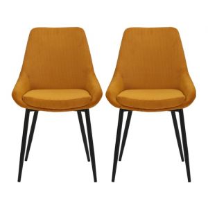 Lot de 2 C. Bari jaune curry velours cotel&eacute;