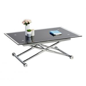 Table basse relevable UP & DOWN 2 Verre et Chrome