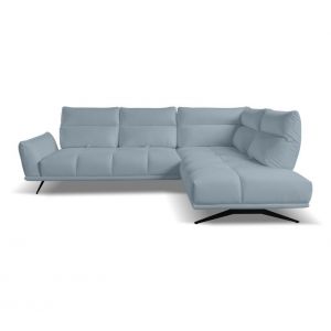 Canapé d'angle droit GIOVANNI tissu bull bleu clair