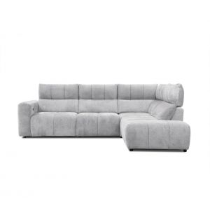 Canap&eacute; angle relax &eacute;lectrique droit UNIVERS tissu forte gris clair