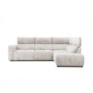 Canap&eacute; angle relax &eacute;lectrique droit UNIVERS tissu forte 22 beige