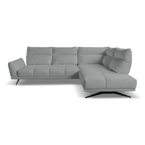 Canapé d'angle droit GIOVANNI tissu bull gris