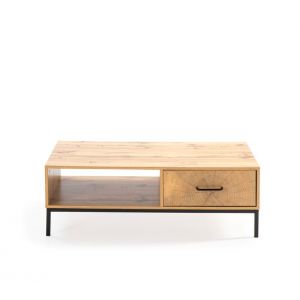 Table basse L.110 cm CUTWOOD imitation ch&ecirc;ne et noir