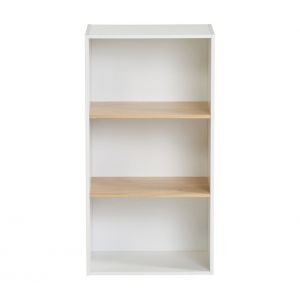 Etagère 3 cases POYANG 3 Blanc et imitation chêne