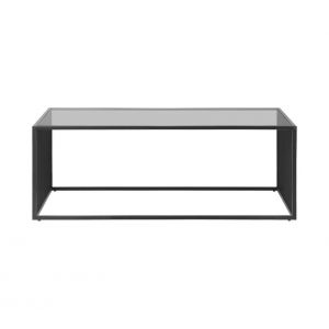 Table basse MANA 115 cm noir verre trempé fumé