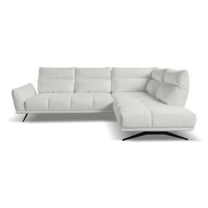 Canapé d'angle droit GIOVANNI tissu bull blanc cassé