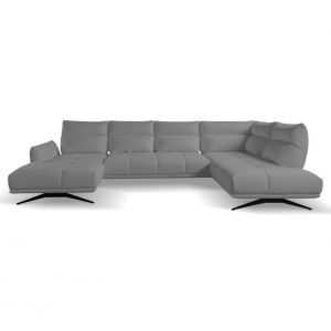 Canapé d'angle panoramique d GIOVANNI tissu bull gris foncé