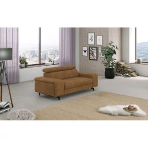 Canapé reposse pieds 3 places EMMA tissu orlando cognac