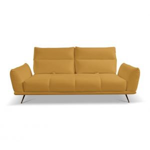 Canapé 3 places fixe GIOVANNI tissu bull moutarde