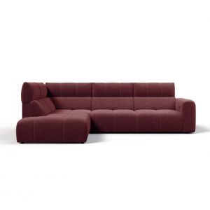 Canapé angle relax électrique gauche UNIVERS tissu oro lie de vin