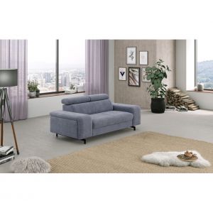 Canapé reposse pieds 3 places EMMA tissu orlando bleu