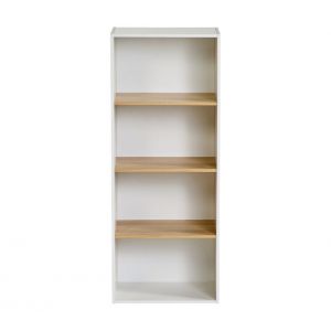 Etagère 4 cases POYANG 3 Blanc et imitation chêne