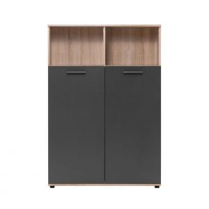 Buffet haut 2 portes/2 niches TOLEDO décor chêne sonoma/ gris