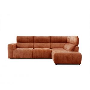 Canap&eacute; angle relax &eacute;lectrique droit UNIVERS tissu forte terracotta