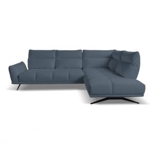 Canapé d'angle droit GIOVANNI tissu bull bleu foncé