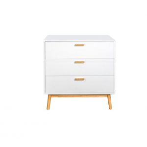 Commode 3 tiroirs MILIE imitation ch&ecirc;ne et blanc