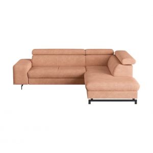 Canapé d'angle convertible EMMA droit tissu rimini orange