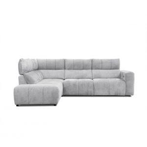 Canapé angle relax électrique gauche UNIVERS tissu forte gris clair