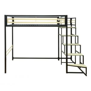 Lit mezzanine 140x190 cm MARLEY imitation chêne - noir