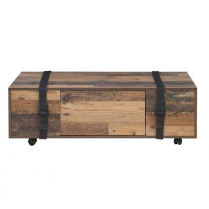 Table basse FOBYA Imitation vieux ch&ecirc;ne et noir