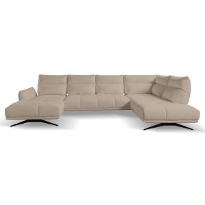 Canapé d'angle panoramique d GIOVANNI tissu bull taupe