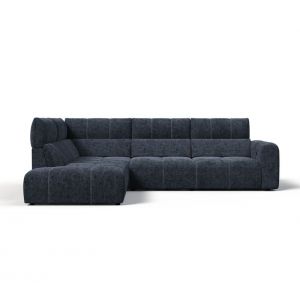 Canapé angle relax électrique gauche UNIVERS tissu sajma bleu foncé