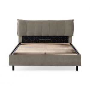 Lit coffre 160x200 cm HARPER tissu taupe