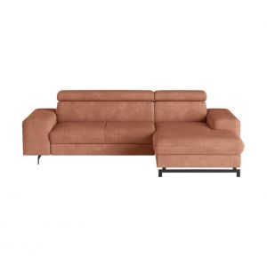 Canapé d'angle convertible EMMA droit tissu rimini orange