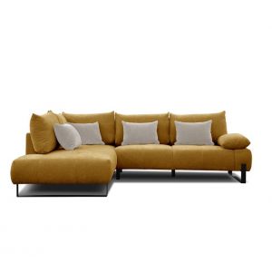 Canapé d'angle gauche LUCCAS tissu madera moutarde