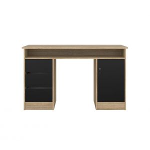 Bureau 3 tiroirs et 1 porte CLASS imitation ch&ecirc;ne et noir