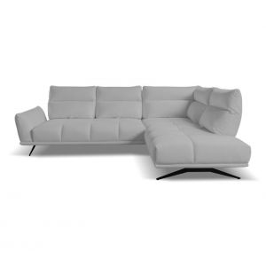 Canapé d'angle droit GIOVANNI tissu bull gris clair