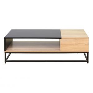 Table basse L.130 cm VINCENTE imitation chêne et noir