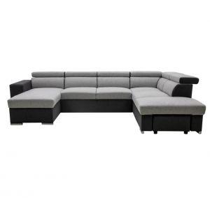 Canapé panoramique convertible réversible ATHENA tissu gris clair