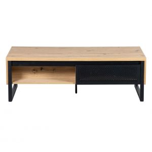 Table basse 1 tiroir 1 niche BOSTON Imitation chêne et noir
