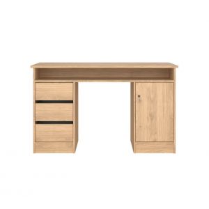 Bureau 3 tiroirs et 1 porte CLASS imitation ch&ecirc;ne