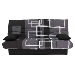 Banquette lit clic-clac PORTO labyrinthe noir et gris