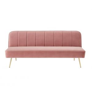 Banquette 3 places convertible LILY en velours rose
